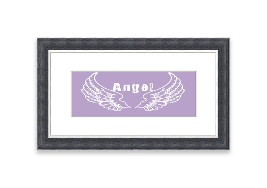 Framed print of Angel Wings 2 in lilac color, showcasing delicate design and available in various frame colors.