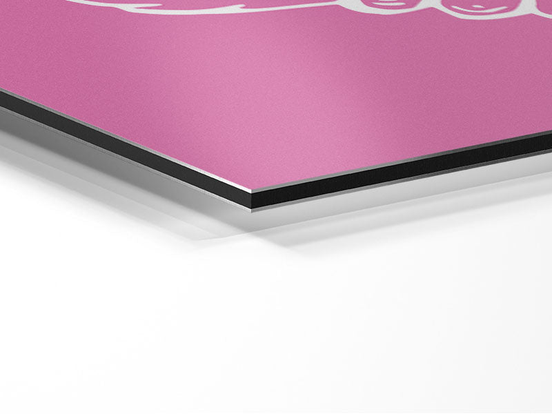 Angel Wings 2 Vivid Pink artwork printed on brushed aluminium dibond, showcasing vibrant pink colors and modern design.