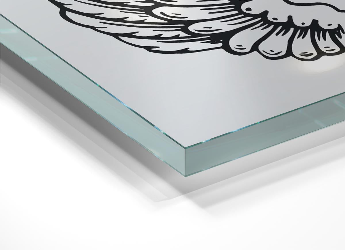 Angel Wings 2 White glass print featuring elegant white angel wings design, perfect for modern home decor.