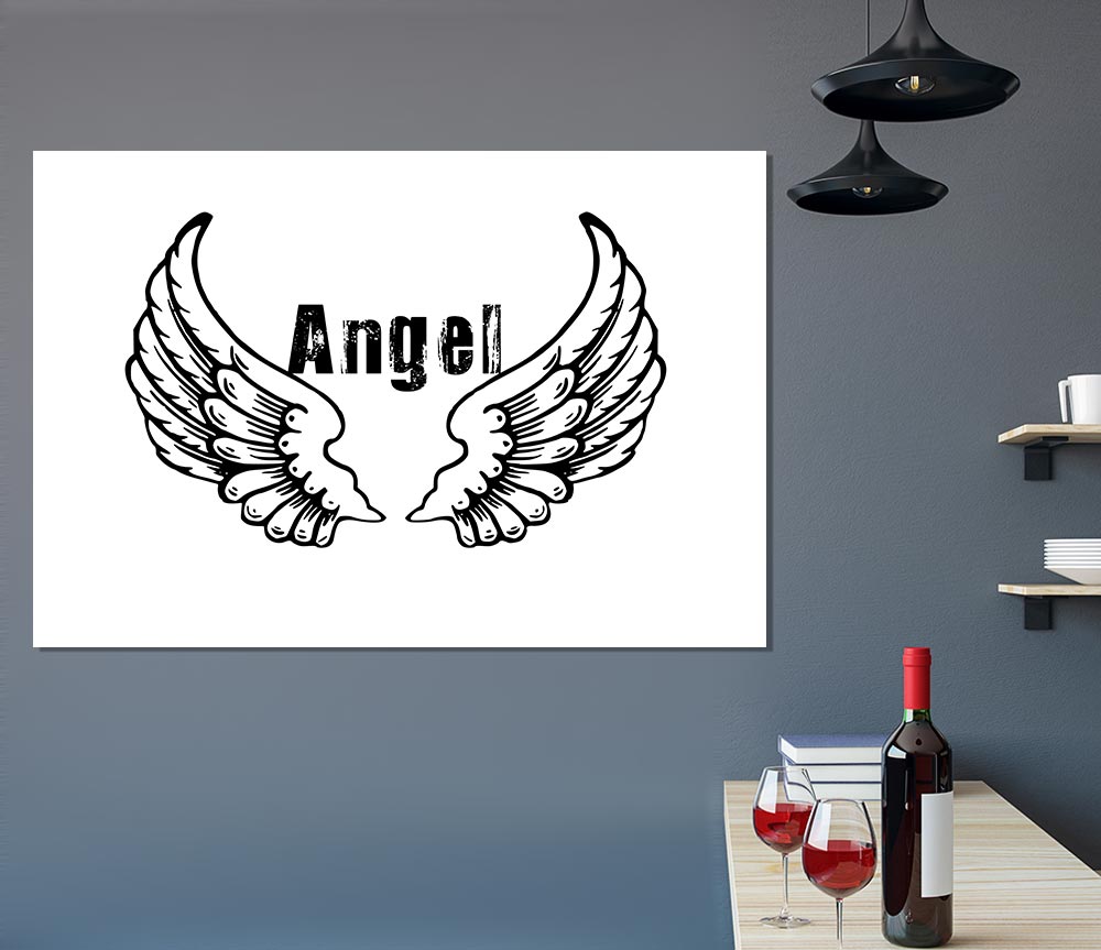 Angel Wings 2 White canvas poster featuring elegant angel wings design on high-quality material.
