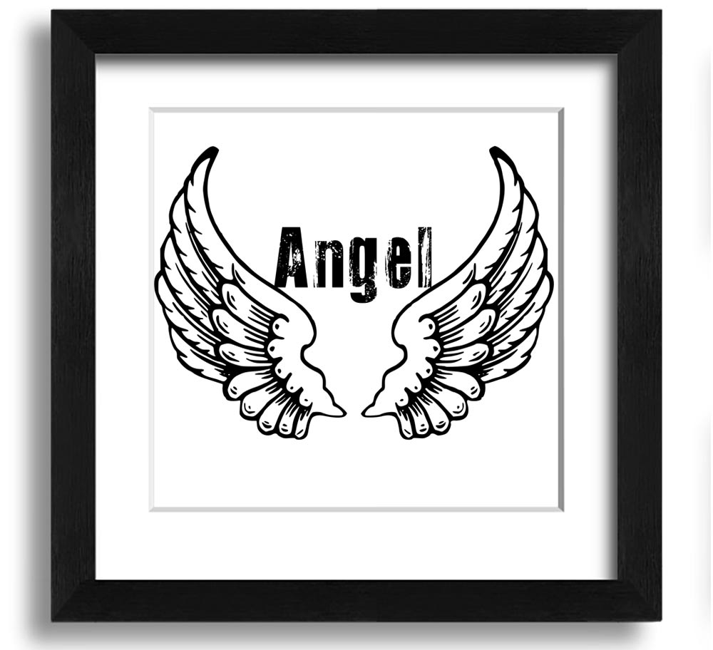 Angel Wings 2 White Square Framed Print with elegant design, available in various frame colors.