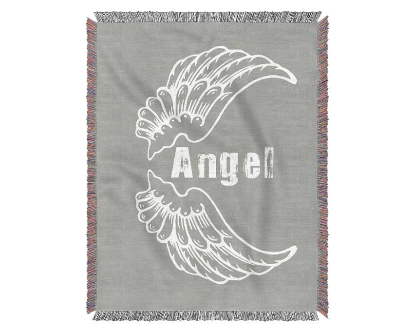 Angel Wings 3 Grey White throw blanket made from 100% cotton, featuring a thermal weave for breathability and a luxurious finish.
