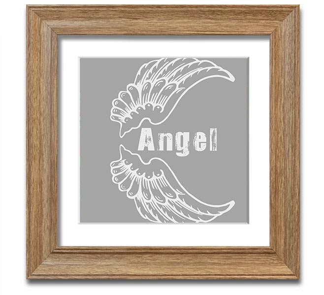 Angel Wings 3 Grey White Square Framed Print showcasing delicate grey and white wings in a stylish frame.