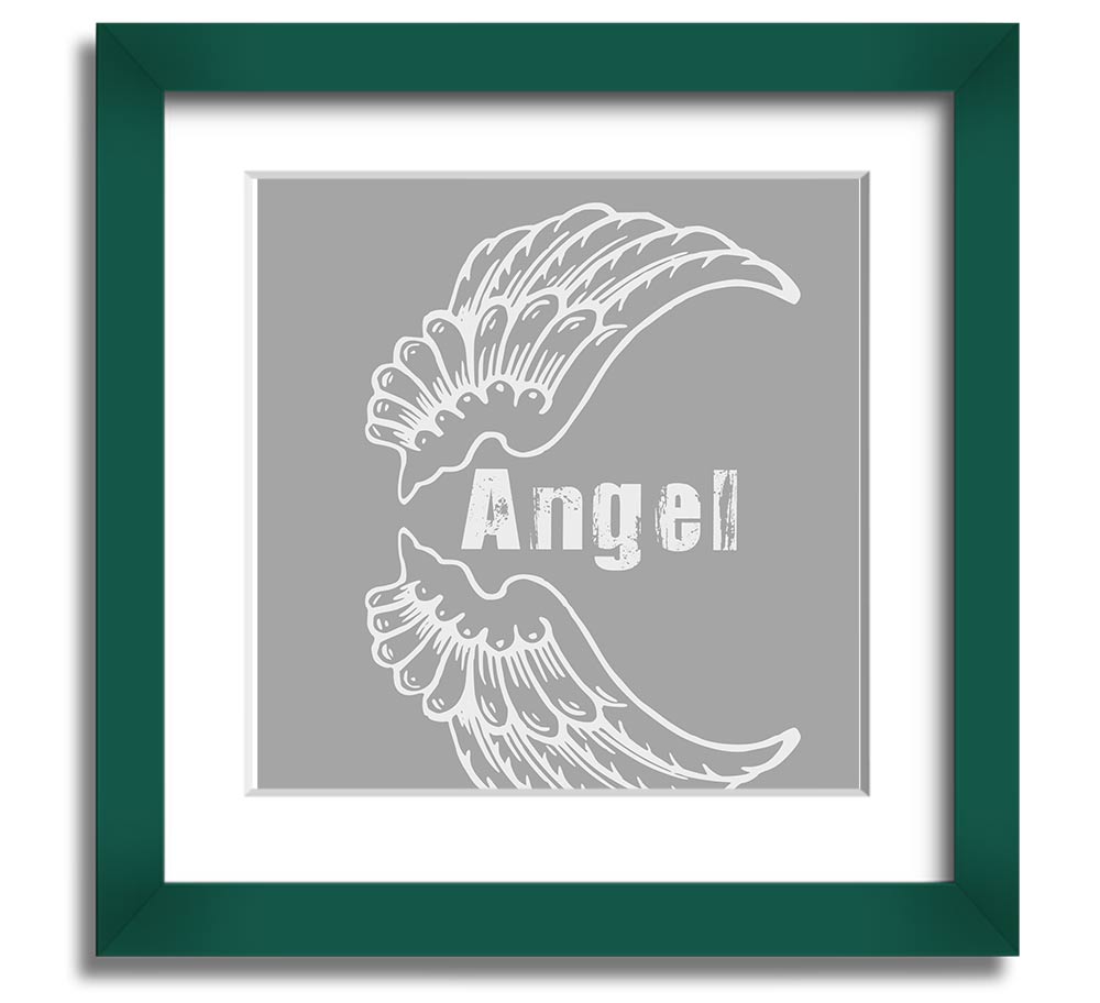 Angel Wings 3 Grey White Square Framed Print showcasing delicate grey and white wings in a stylish frame.