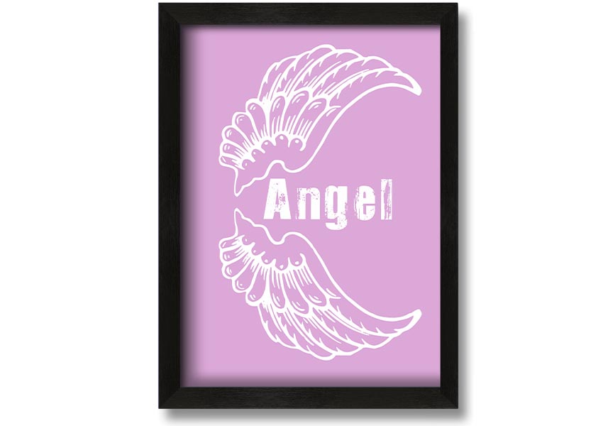 Angel Wings 3 Pink framed print featuring delicate pink wings, elegantly framed and ready to hang.