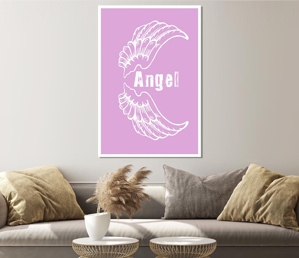 Angel Wings 3 Pink canvas poster featuring vibrant pink angel wings design, perfect for home decor.