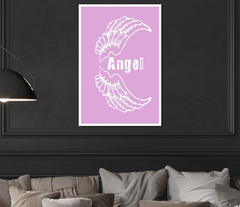 Angel Wings 3 Pink canvas poster featuring vibrant pink angel wings design, perfect for home decor.