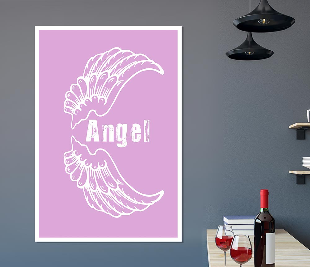 Angel Wings 3 Pink canvas poster featuring vibrant pink angel wings design, perfect for home decor.