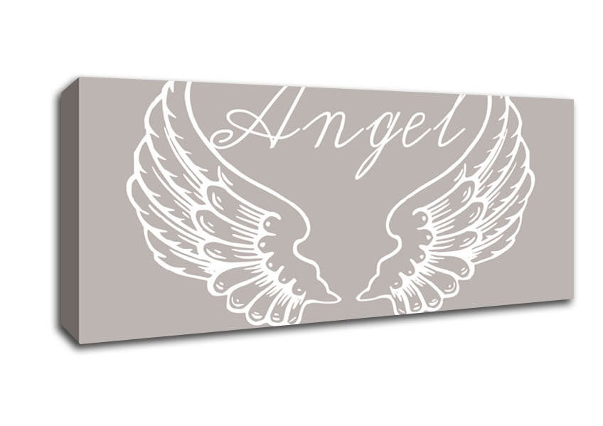 Angel Wings 4 Beige canvas art mounted on a 44mm box frame, showcasing a serene angel wings design in soft beige tones.