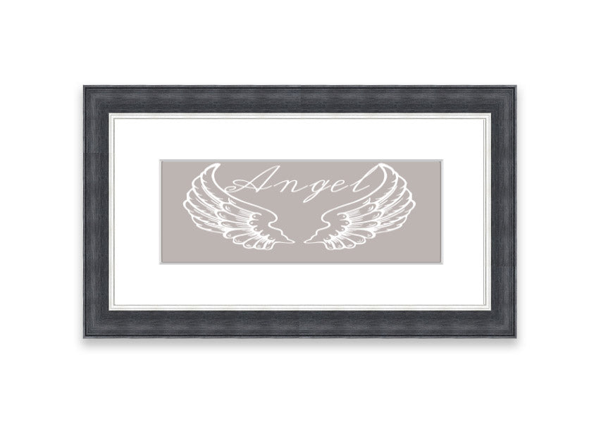 Angel Wings 4 Beige framed print showcasing delicate angel wings design in a stylish frame.