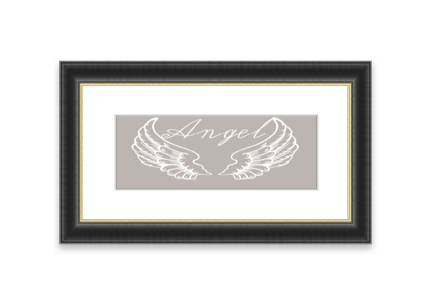 Angel Wings 4 Beige framed print showcasing delicate angel wings design in a stylish frame.