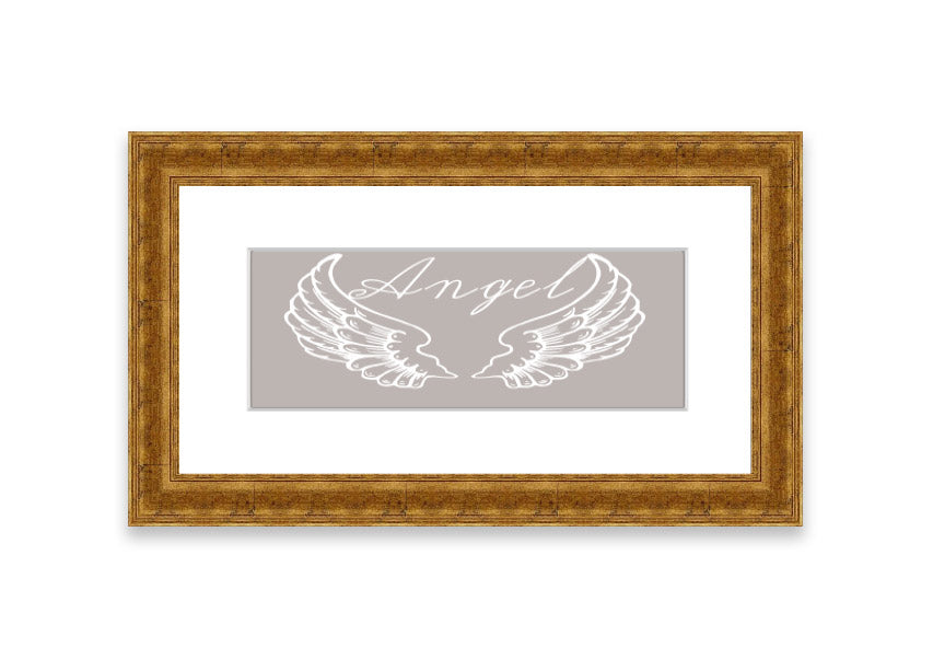 Angel Wings 4 Beige framed print showcasing delicate angel wings design in a stylish frame.