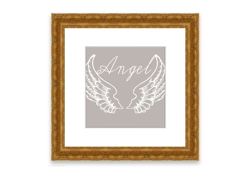 Angel Wings 4 Beige framed print showcasing delicate angel wings design in a stylish frame.