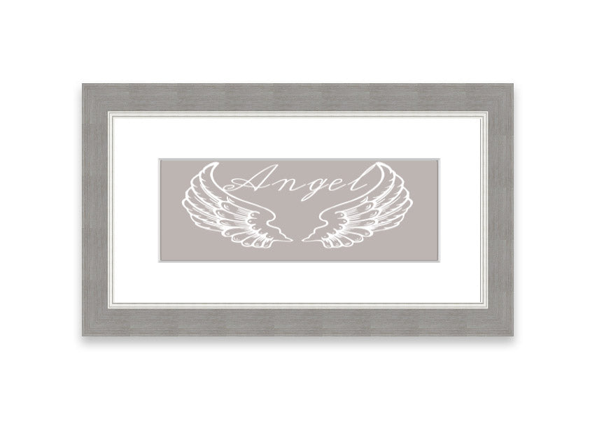 Angel Wings 4 Beige framed print showcasing delicate angel wings design in a stylish frame.