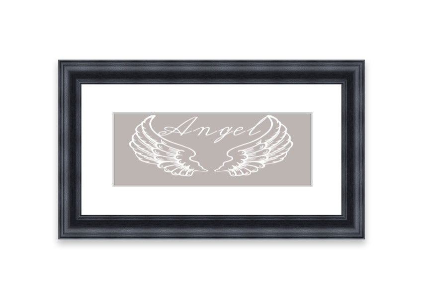Angel Wings 4 Beige framed print showcasing delicate angel wings design in a stylish frame.