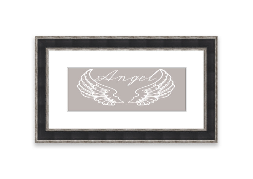 Angel Wings 4 Beige framed print showcasing delicate angel wings design in a stylish frame.