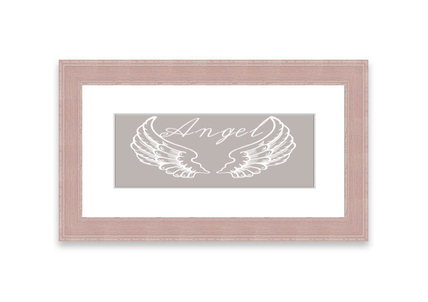 Angel Wings 4 Beige framed print showcasing delicate angel wings design in a stylish frame.