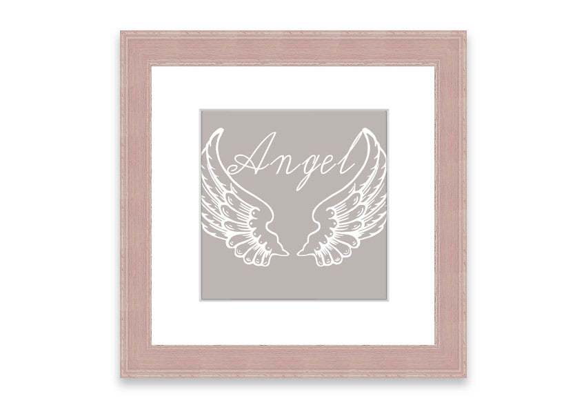 Angel Wings 4 Beige framed print showcasing delicate angel wings design in a stylish frame.