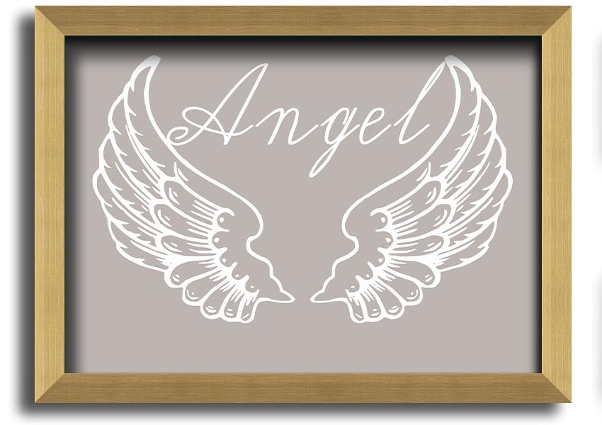 Angel Wings 4 Beige framed print showcasing delicate angel wings design in a stylish frame.
