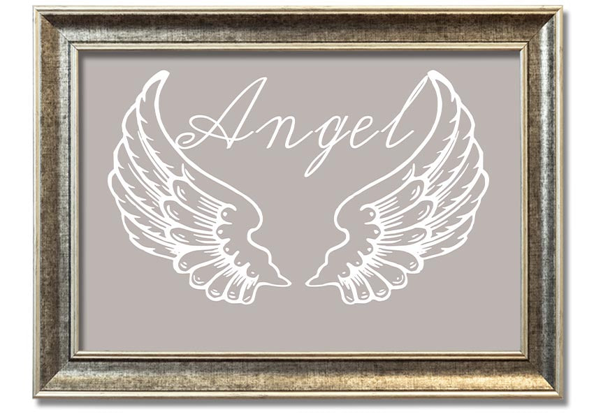 Angel Wings 4 Beige framed print showcasing delicate angel wings design in a stylish frame.