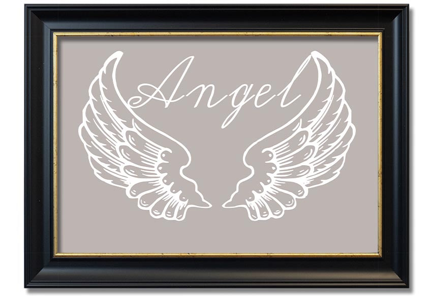 Angel Wings 4 Beige framed print showcasing delicate angel wings design in a stylish frame.