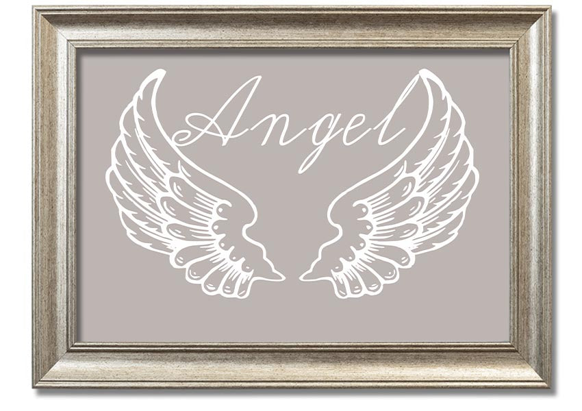Angel Wings 4 Beige framed print showcasing delicate angel wings design in a stylish frame.