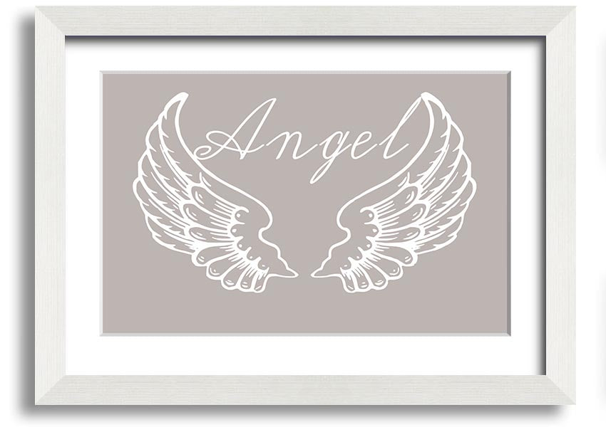 Angel Wings 4 Beige framed print showcasing delicate angel wings design in a stylish frame.