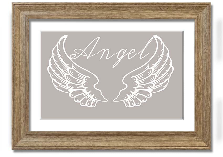Angel Wings 4 Beige framed print showcasing delicate angel wings design in a stylish frame.