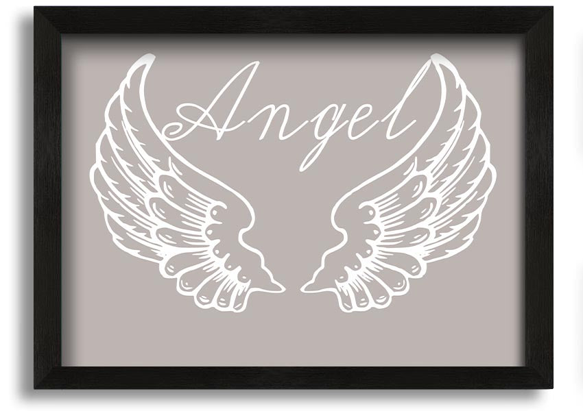 Angel Wings 4 Beige framed print showcasing delicate angel wings design in a stylish frame.