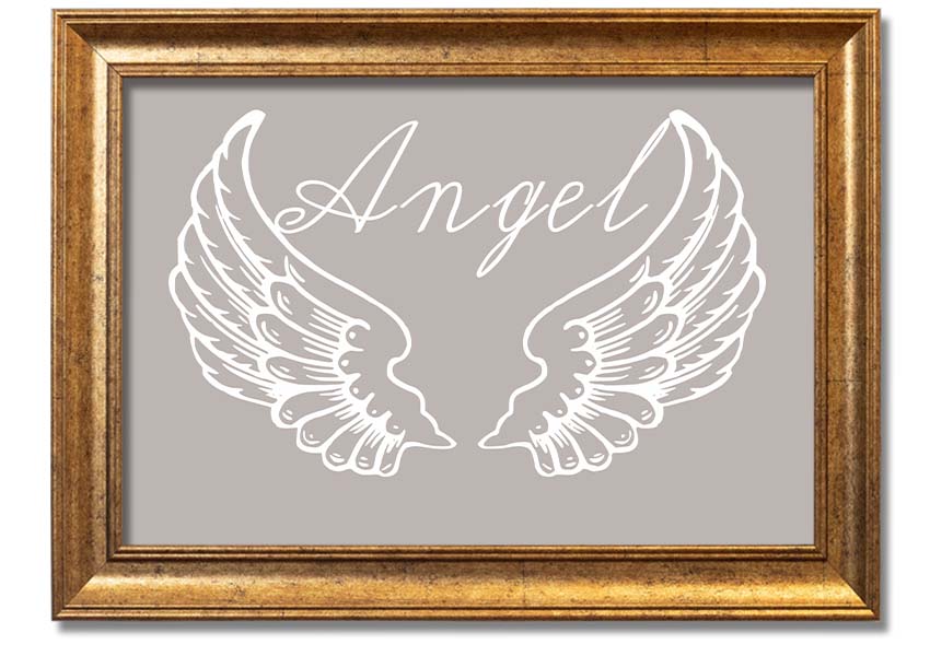 Angel Wings 4 Beige framed print showcasing delicate angel wings design in a stylish frame.