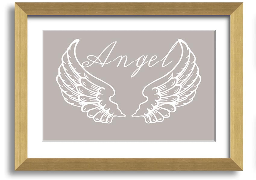 Angel Wings 4 Beige framed print showcasing delicate angel wings design in a stylish frame.