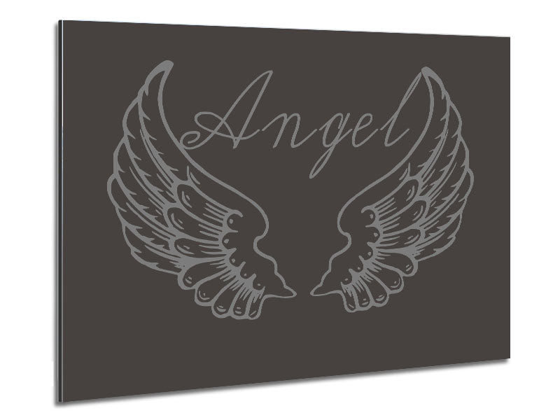 Angel Wings 4 Chocolate art piece printed on brushed aluminium dibond, showcasing a modern design with elegant angel wings.