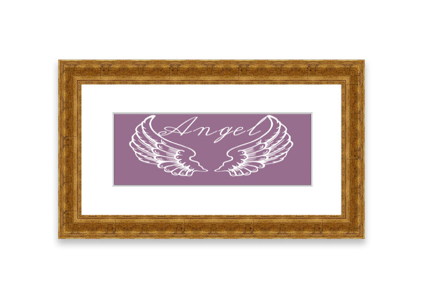 Angel Wings 4 Dusty Pink framed print showcasing delicate angel wings in a soft dusty pink color, elegantly framed and ready to hang.