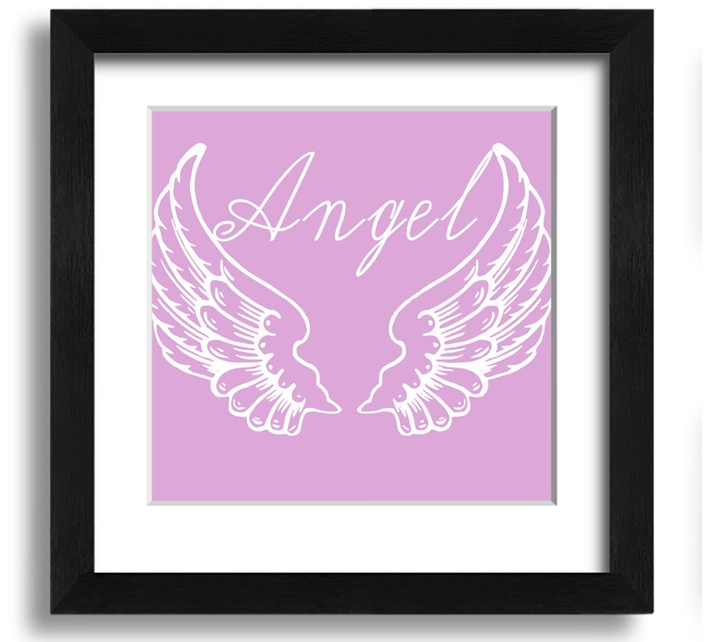Angel Wings 4 Pink Square Framed Print showcasing delicate pink wings in a stylish frame.