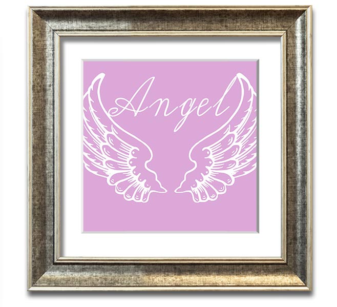 Angel Wings 4 Pink Square Framed Print showcasing delicate pink wings in a stylish frame.