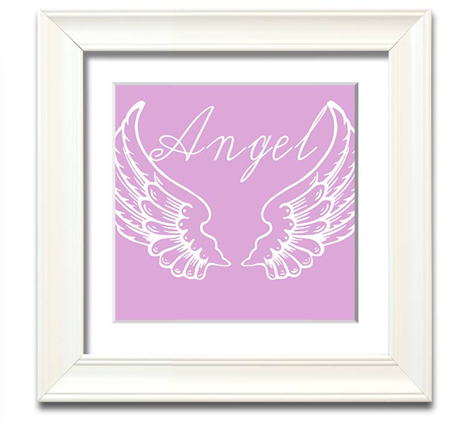 Angel Wings 4 Pink Square Framed Print showcasing delicate pink wings in a stylish frame.