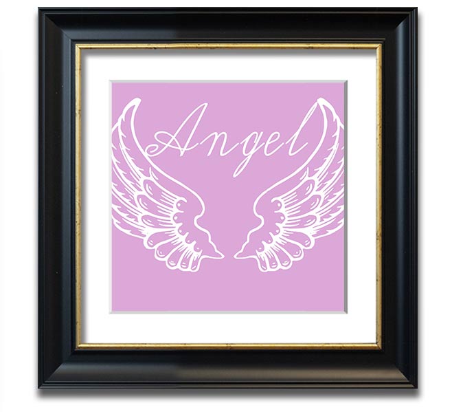 Angel Wings 4 Pink Square Framed Print showcasing delicate pink wings in a stylish frame.