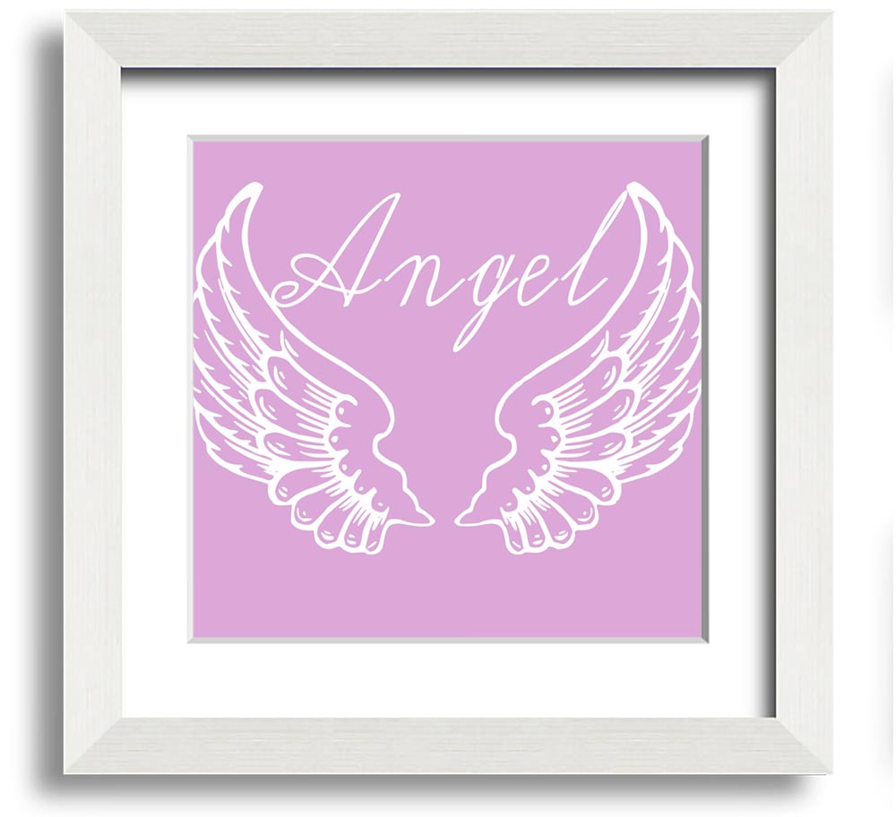 Angel Wings 4 Pink Square Framed Print showcasing delicate pink wings in a stylish frame.