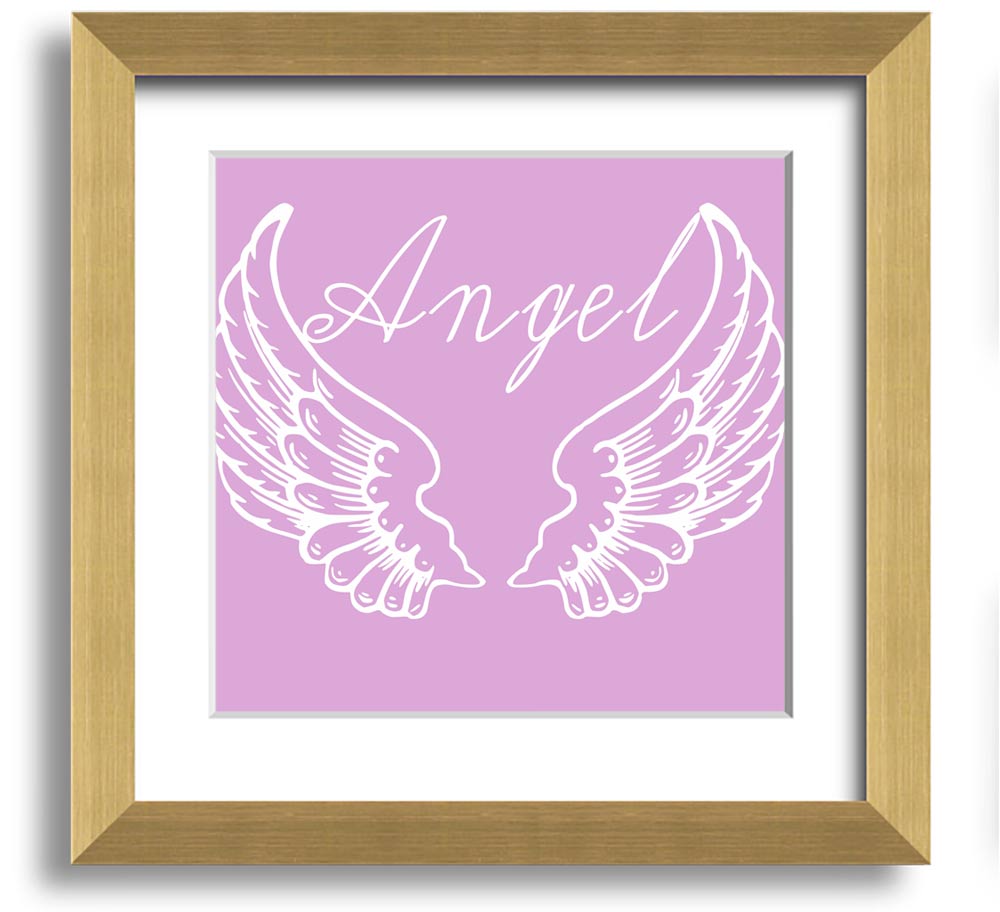 Angel Wings 4 Pink Square Framed Print showcasing delicate pink wings in a stylish frame.