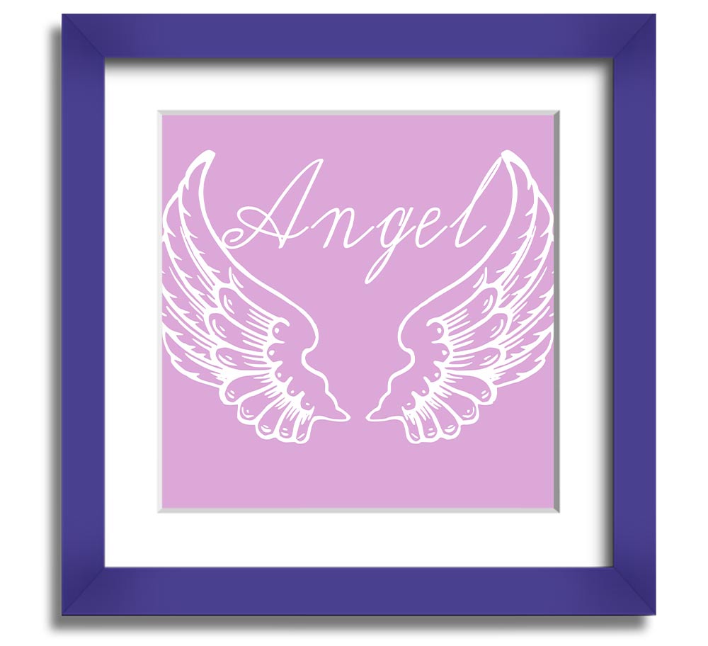 Angel Wings 4 Pink Square Framed Print showcasing delicate pink wings in a stylish frame.
