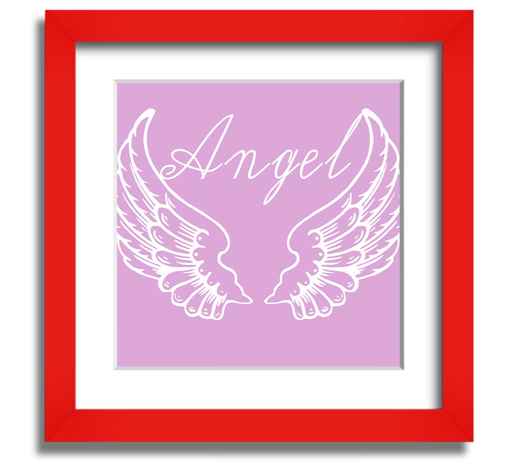 Angel Wings 4 Pink Square Framed Print showcasing delicate pink wings in a stylish frame.