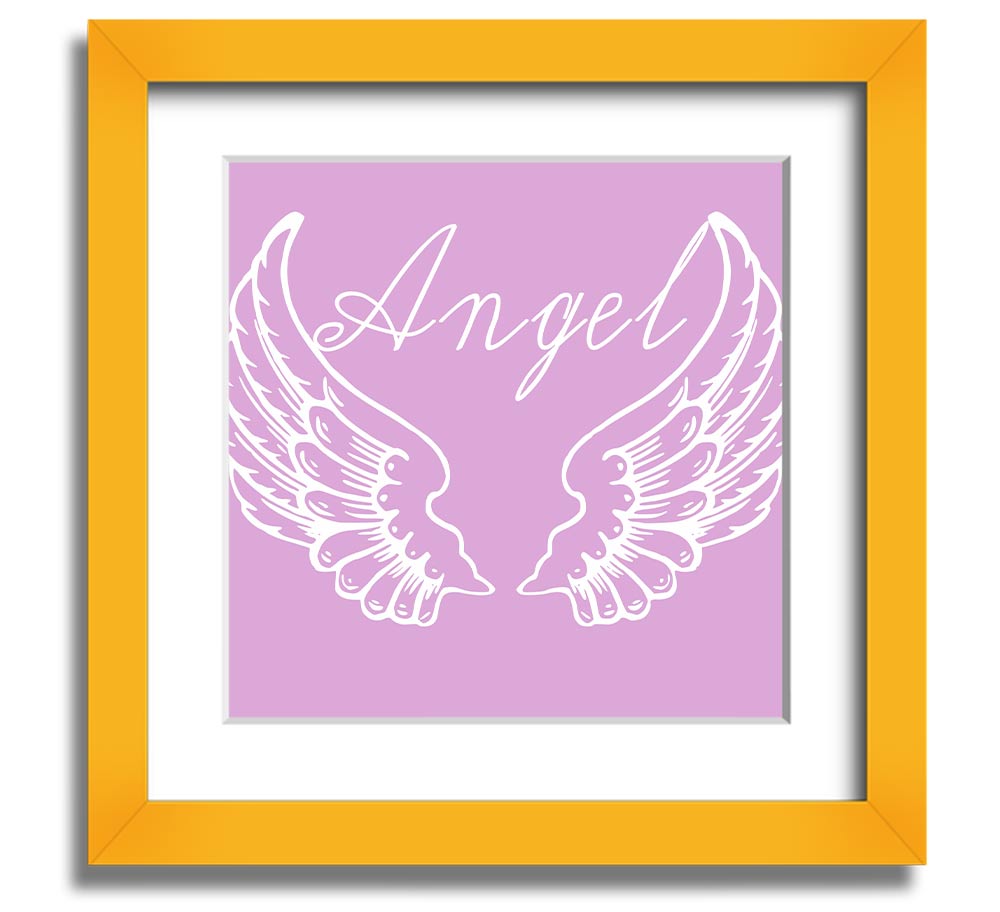 Angel Wings 4 Pink Square Framed Print showcasing delicate pink wings in a stylish frame.