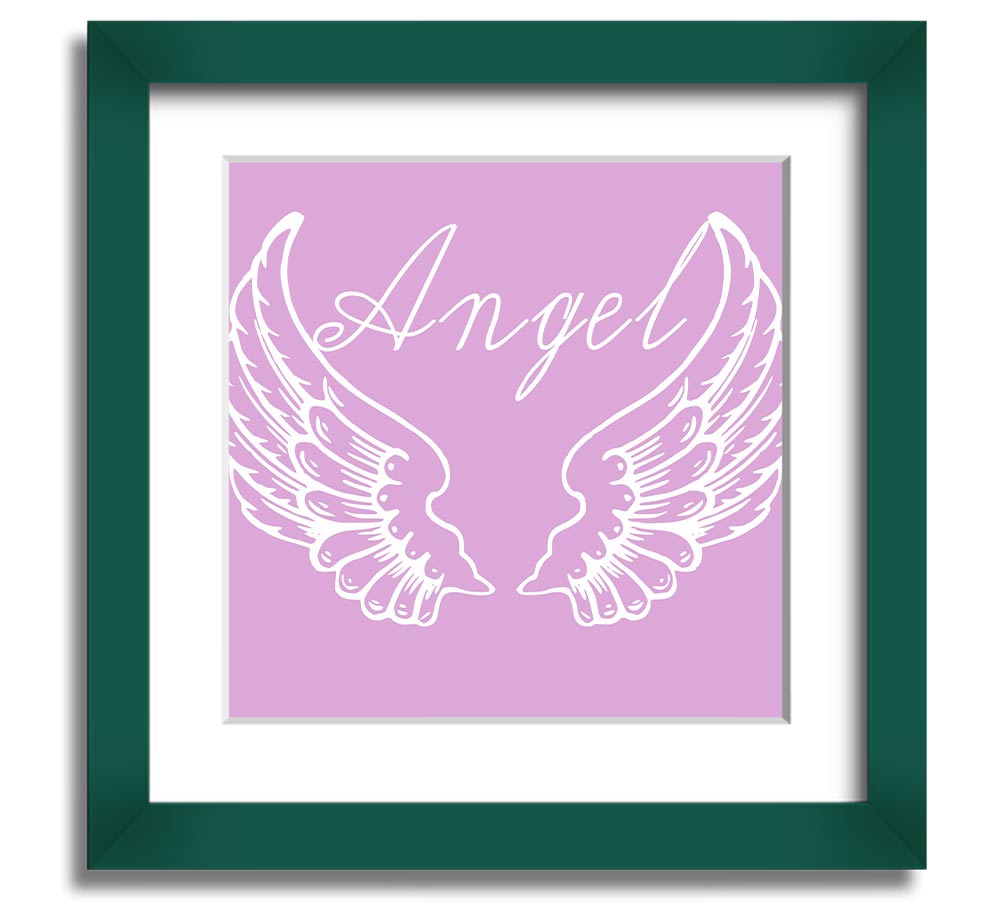 Angel Wings 4 Pink Square Framed Print showcasing delicate pink wings in a stylish frame.