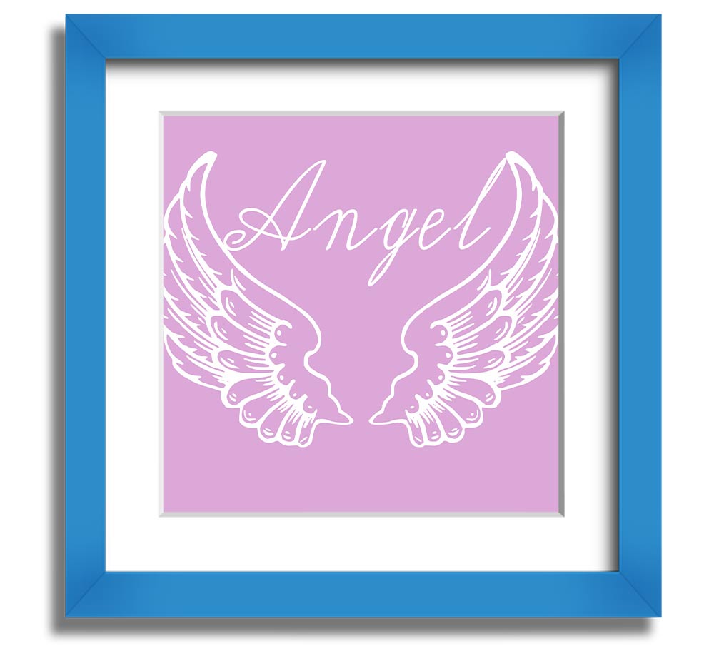 Angel Wings 4 Pink Square Framed Print showcasing delicate pink wings in a stylish frame.