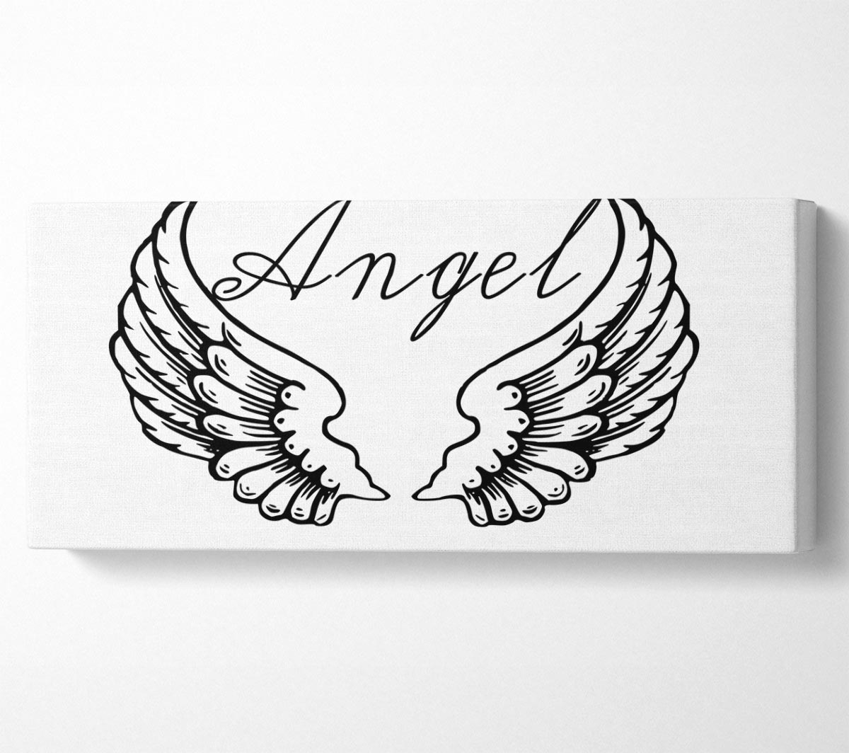 Angel Wings 4 White canvas art mounted on a box frame, showcasing a serene angel wings design.