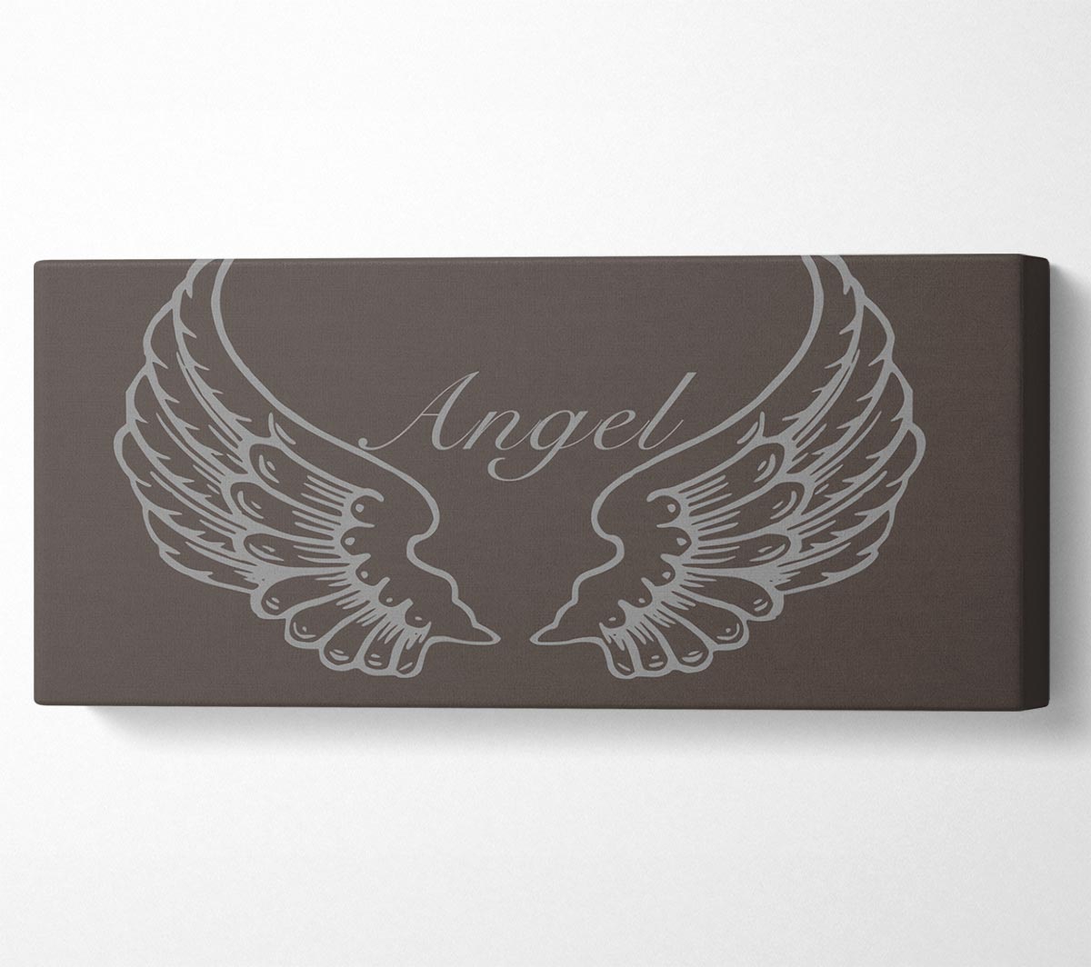 Angel Wings Chocolate canvas art mounted on a box frame, featuring a beautiful angel wings design.