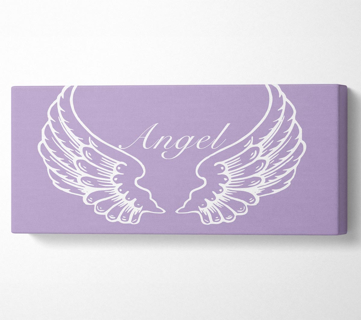 Angel Wings Lilac canvas art featuring delicate lilac wings on a coated polyester canvas, mounted on a sturdy 44mm box frame.