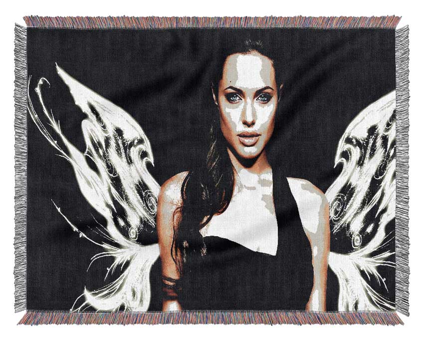 Angelina Jolie Angel Wings throw blanket made from 100% cotton, featuring a luxurious thermal weave design, perfect for cozying up on the couch or bed.
