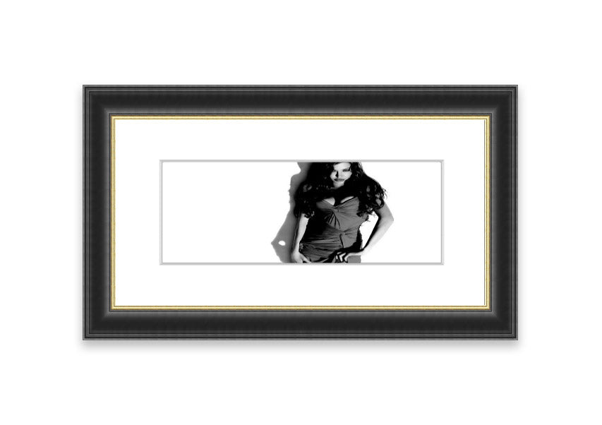 Framed print of Angelina Jolie in a stunning dress, available in various frame colors, handmade in the UK.