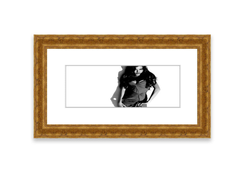 Framed print of Angelina Jolie in a stunning dress, available in various frame colors, handmade in the UK.
